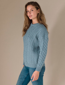 Women's Merino Aran Sweater - Misty Marl