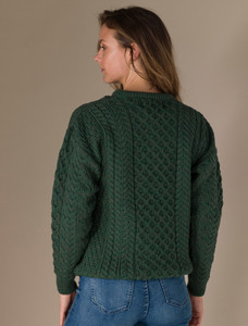 Wom‎en'‎s Mer‎ino‎ Aran Sw‎ea‎ter‎‎ - Army Green