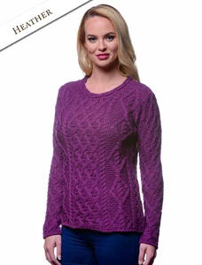 Lambay Aran Sweater for Women - Heather