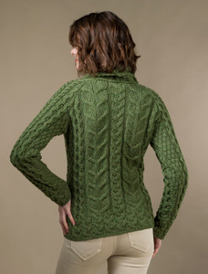 Super Soft Cowl Neck Aran - Meadow Green