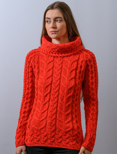 Super Soft Cowl Neck Aran - Coral