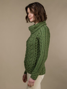 Super Soft Cowl Neck Aran - Meadow Green
