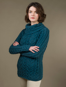 Super Soft Cowl Neck Aran - Irish Sea