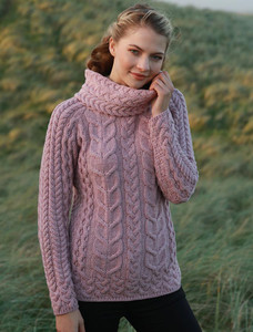 Super Soft Cowl Neck Aran - Winter Rose