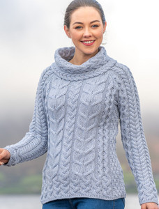 Super Soft Cowl Neck Aran - Blue Sail