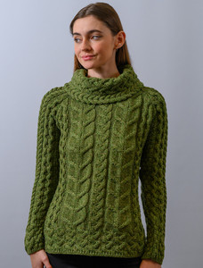 Super Soft Cowl Neck Aran - Meadow Green