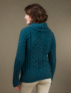 Super Soft Cowl Neck Aran - Irish Sea