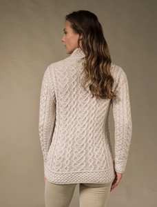 Super Soft Polo Neck Aran Sweater - Parsnip
