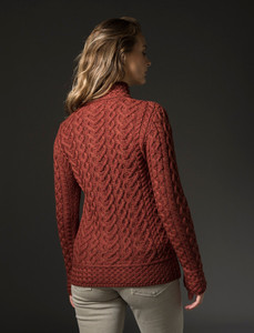Super Soft Polo Neck Aran Sweater - Sienna