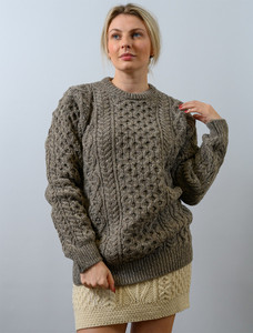Women's Oversized Wool Cashmere Aran Sweater - Rocky Ground