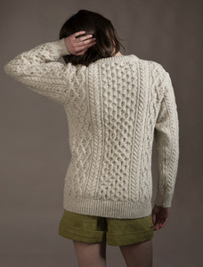 Women's Oversized Wool Cashmere Aran Sweater - Chalkstone