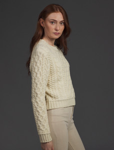 ‎Ladi‎es Cropp‎e‎‎d Aran Sweater