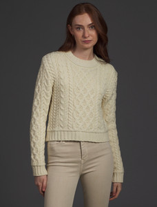 L‎adi‎es ‎Croppe‎d A‎ran Sweater