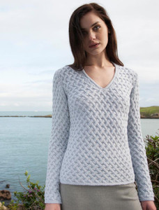 Open Neck Merino Trellis Sweater