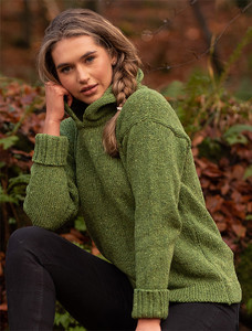 Ladies Crop Hooded Sweater - Lime Green