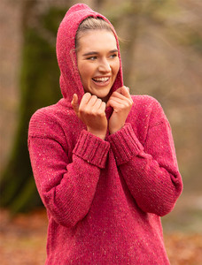 Ladies Crop Hooded Sweater - Pink