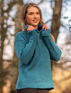 Ladies Crop Hooded Sweater - Peacock Blue