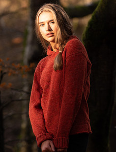 Ladies Crop Hooded Sweater - Autumn Oak