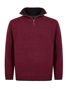 Mens Half Zip Irish Wool Sweater - Claret