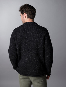 Roll Neck Sweater - Fisherman Sweater - Black Raven
