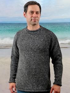 Roll Neck Sweater - Fisherman Sweater - Charcoal