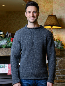 Roll Neck Sweater - Fisherman Sweater - Charcoal (CatImage_/christmas-for-him) (CatImage_/aran-christmas-store)