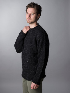 Roll Neck Sweater - Fisherman Sweater - Black Raven