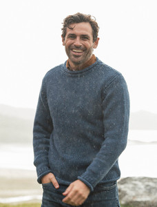 Roll Neck Sweater - Fisherman Sweater - Denim