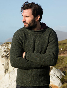 Roll Neck Sweater - Fisherman Sweater - Green
