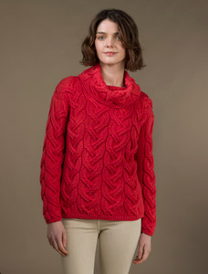 Super Soft Chunky Cable Cowl Neck Aran - Coral