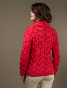 Super Soft Chunky Cable Cowl Neck Aran - Coral