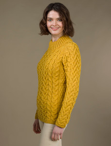 Super Soft Chunky Cable Cowl Neck Aran - Yellow