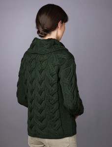 Super Soft Chunky Cable Cowl Neck Aran - Seaweed