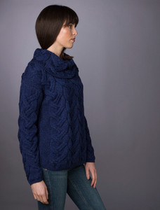 Super Soft Chunky Cable Cowl Neck Aran - Ink