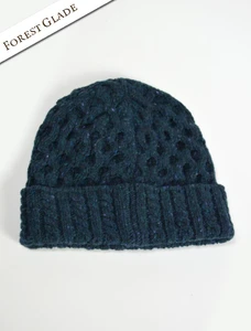 Wool Cashmere Aran Honeycomb Hat - Forest Glade