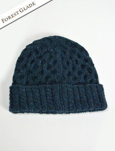 Women's Wool Cashmere Aran Honeycomb Hat - Forest Glade