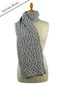 Men's Wool Cashmere Honeycomb Scarf - Silver
