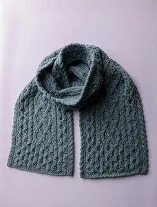 Men's Wool Cashmere Honeycomb Scarf - Ocean Mist