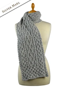 Men's Wool Cashmere Honeycomb Scarf - Silver