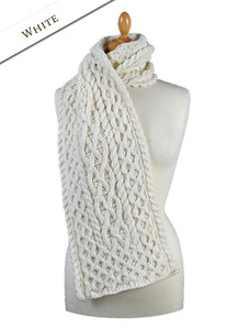 Men's Wool Cashmere Honeycomb Scarf - White