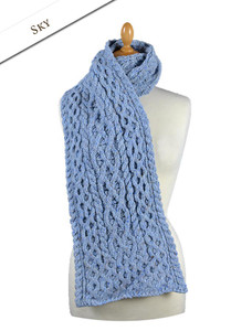 Women's Wool Cashmere Aran Honeycomb Scarf - Sky