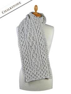 Women's Wool Cashmere Aran Honeycomb Scarf - Chalkstone