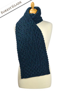 Women's Wool Cashmere Aran Honeycomb Scarf - Forest Glade