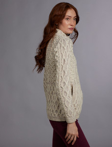 Plated Cardigan with Celtic Zip - Oatmeal Mix