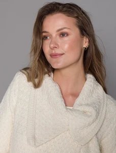 Woven Textured Aran Wrap Coat - White