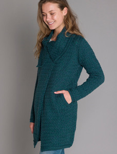 Woven Textured Aran Wrap Coat - Atlantic