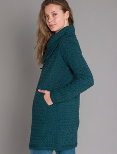 Woven Textured Aran Wrap Coat - Atlantic