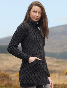 Plated Coat with Celtic Zip - Charcoal