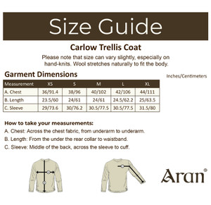 Carlow Trellis Jacket - Size Guide
