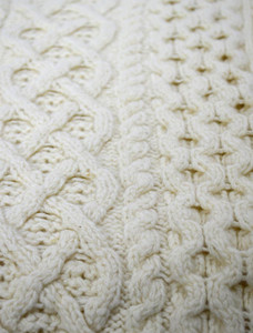 Wool Cashmere Aran Throw - White